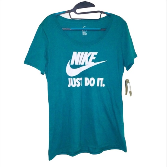 Nike Tops - NWT Nike: Medium Just Do It Green/White Short Sleeve Round Neck Workout T Shirt